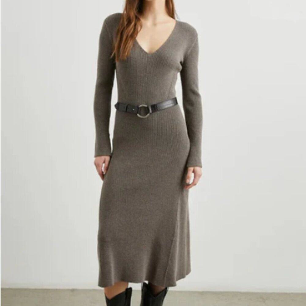 Rails Arlette Ribbed Midi Dress S Hazelnut